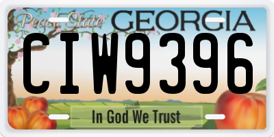 GA license plate CIW9396