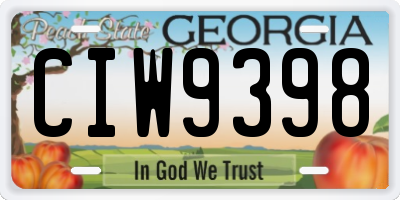 GA license plate CIW9398