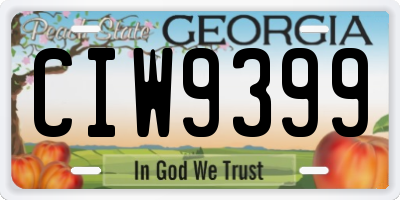 GA license plate CIW9399