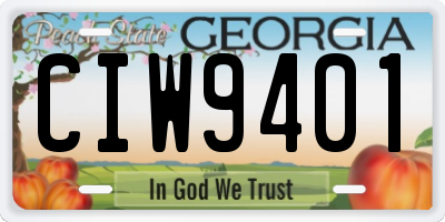GA license plate CIW9401
