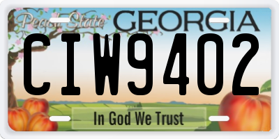 GA license plate CIW9402