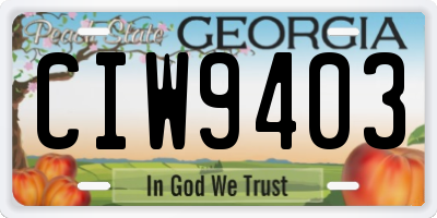 GA license plate CIW9403