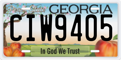 GA license plate CIW9405