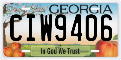GA license plate CIW9406