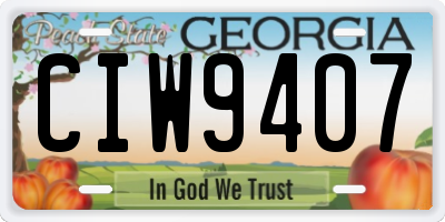 GA license plate CIW9407