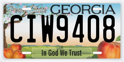 GA license plate CIW9408