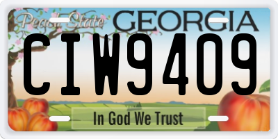 GA license plate CIW9409