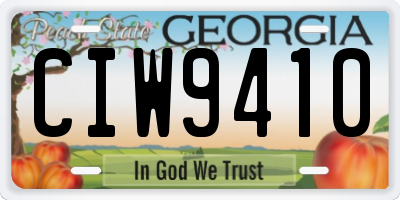 GA license plate CIW9410