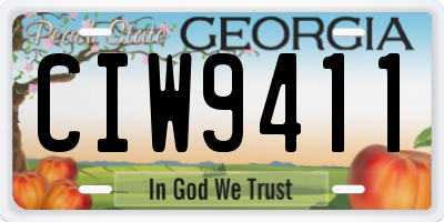 GA license plate CIW9411