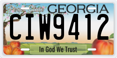 GA license plate CIW9412