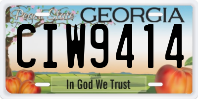 GA license plate CIW9414