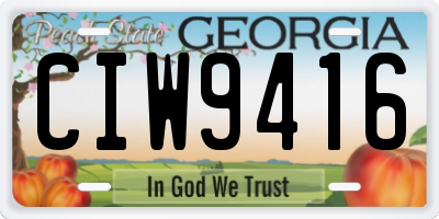 GA license plate CIW9416