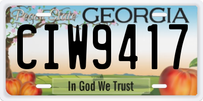 GA license plate CIW9417