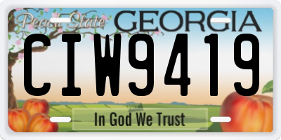 GA license plate CIW9419