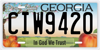 GA license plate CIW9420