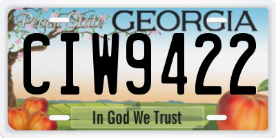 GA license plate CIW9422