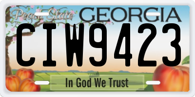 GA license plate CIW9423