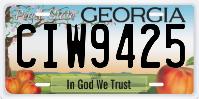 GA license plate CIW9425