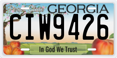 GA license plate CIW9426