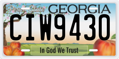 GA license plate CIW9430