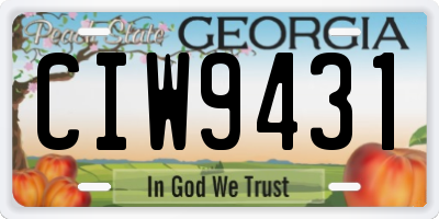 GA license plate CIW9431