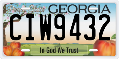 GA license plate CIW9432