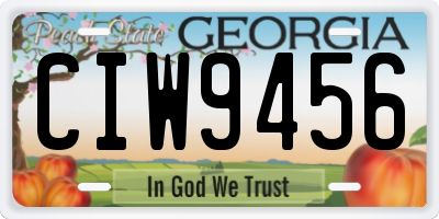 GA license plate CIW9456
