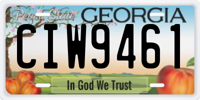GA license plate CIW9461