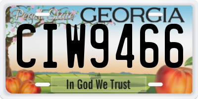 GA license plate CIW9466