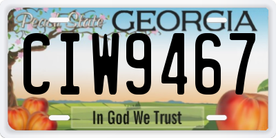 GA license plate CIW9467
