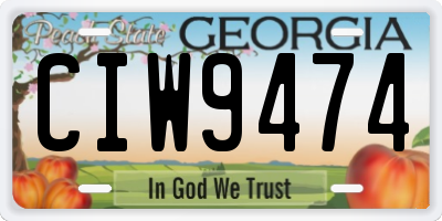 GA license plate CIW9474