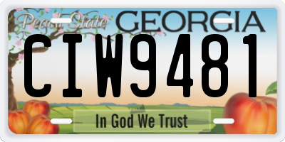 GA license plate CIW9481