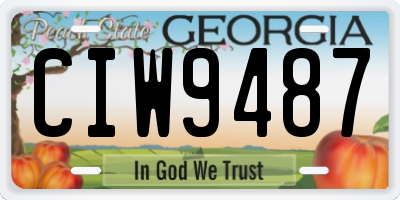 GA license plate CIW9487