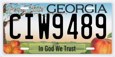 GA license plate CIW9489