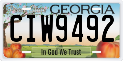 GA license plate CIW9492