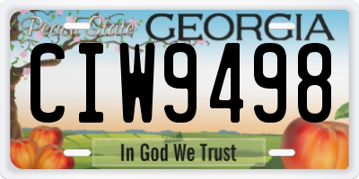 GA license plate CIW9498