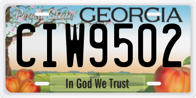 GA license plate CIW9502