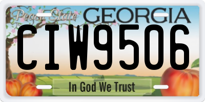 GA license plate CIW9506