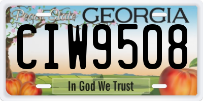 GA license plate CIW9508