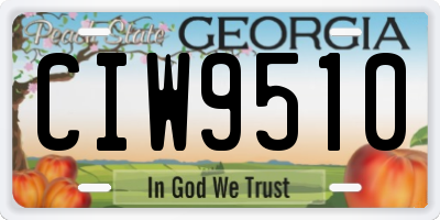 GA license plate CIW9510