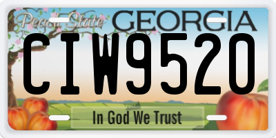 GA license plate CIW9520