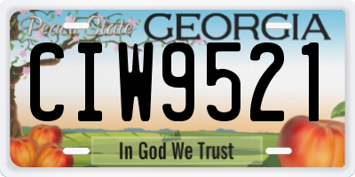 GA license plate CIW9521