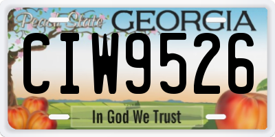 GA license plate CIW9526