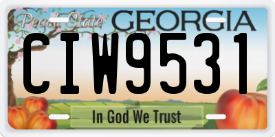 GA license plate CIW9531