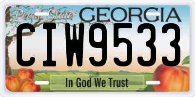 GA license plate CIW9533