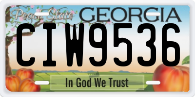 GA license plate CIW9536