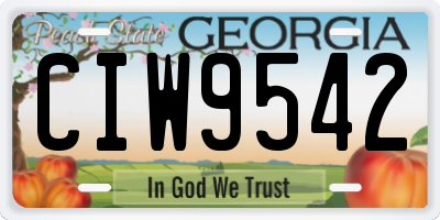 GA license plate CIW9542