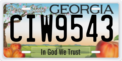 GA license plate CIW9543