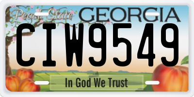 GA license plate CIW9549