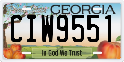 GA license plate CIW9551